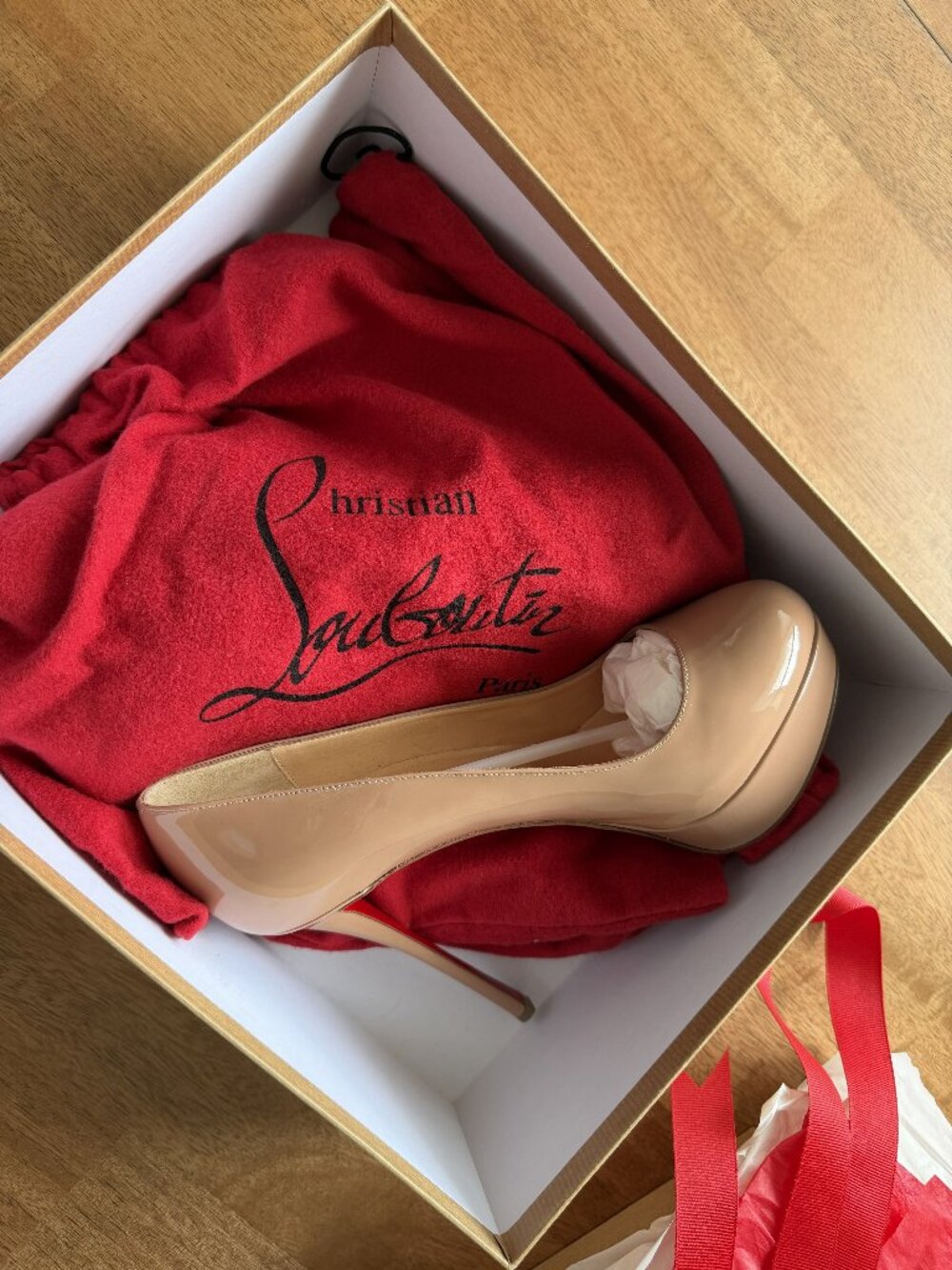 Authentic Christian Louboutin Beige Round Toe Pumps – Near New Condition